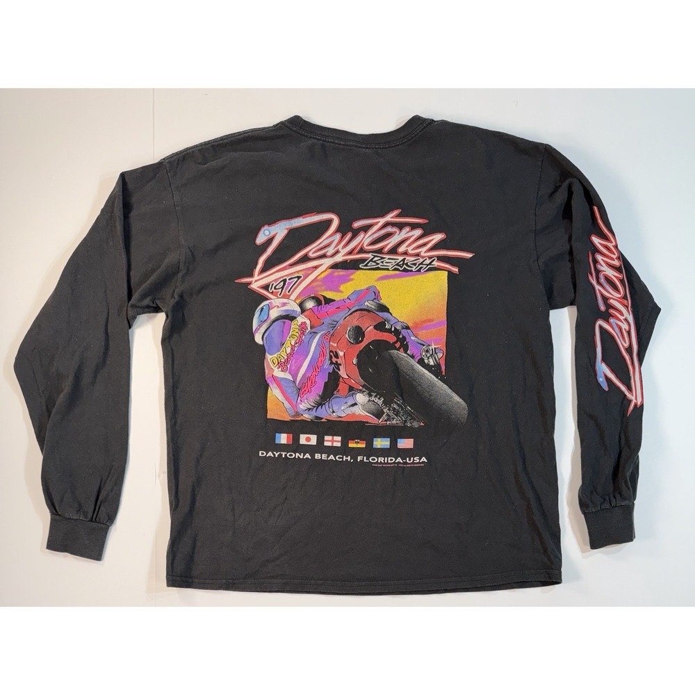 Daytona Beach Bike Week 1997 Long Sleeve Tee J Galt Black Shirt
